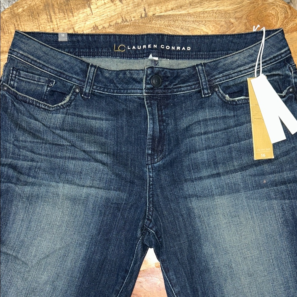 LC Lauren Conrad Women's Dark Blue Flared Jeans